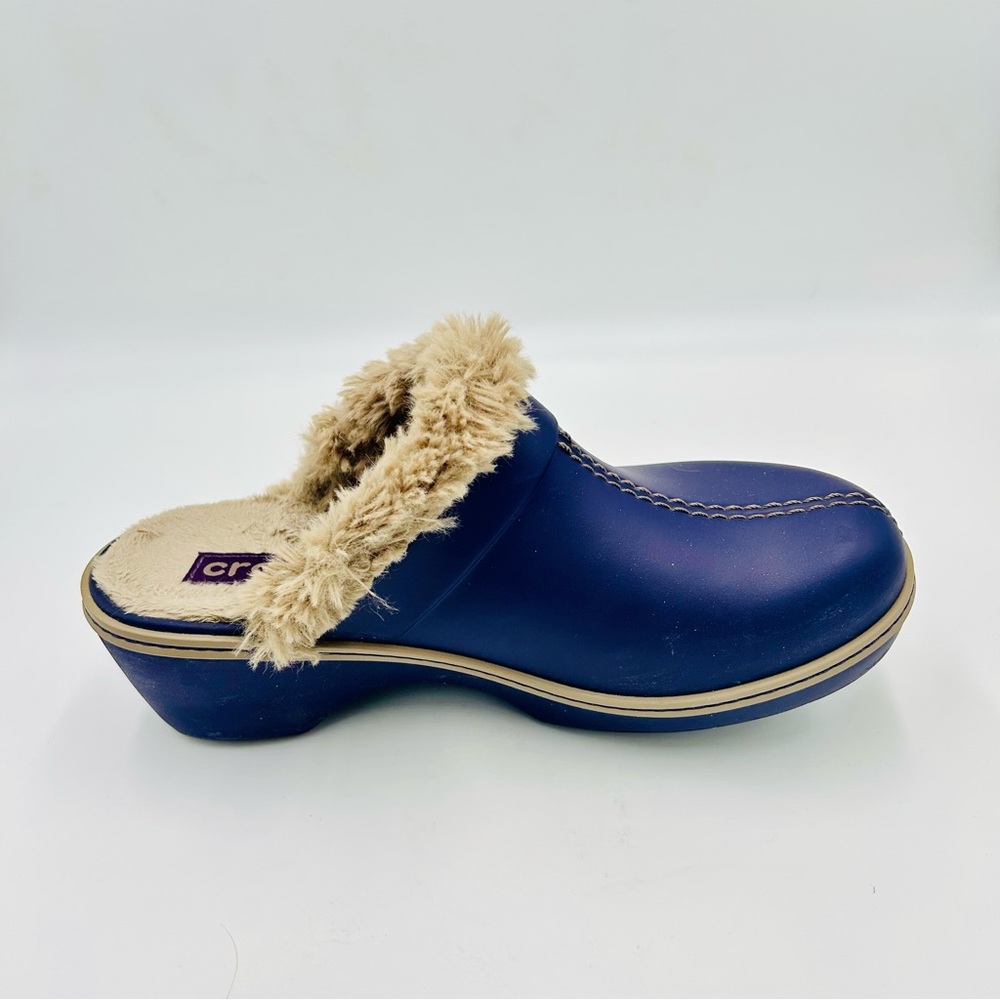Crocs shoes Eva Cobbler Faux Fur Lined Mule Clogs cozy shoes Purple Women Size 8 - Picture 4 of 9